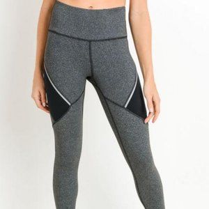 Grey Performance Color Block Yoga Leggings